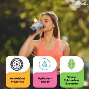 Amata Water Flavor Drops - Naturally Sweetened with Monk Fruit & Stevia - Water Enhancer Drink - Sugar Free Water Sweetener - Keto - Gluten Free - Vegan - Zero Calories (Pack of 4, Wildberry, Pineapple-Coconut, Sweet Tea, Grape)