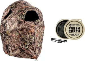 Ameristep 1-Person Mossy Oak Hunting Blind Bundle with Hunters Specialties Scent Wafers
