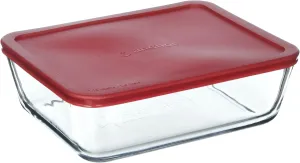 Anchor Hocking Classic Glass Food Storage Container with Lid, Red, 11 Cup, Clear, Regular - 77931