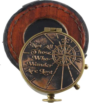 Antique Brass Nautical Marine Collectible Vintage Compass with Box Not All Those who Wander are Lost Navigational Instrument