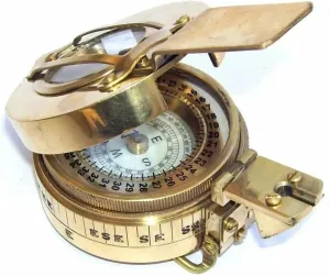 Antique British Prismatic Military Vintage WW2 Mark II Pocket Compass, Brass