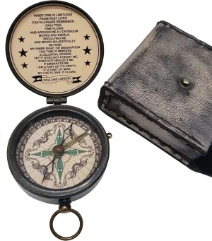 Antique Copper Compass Vintage Marine Navigation Tool with Leather Case Magnetic Directional Compass for Camping Hiking Travel Home Decor Gift