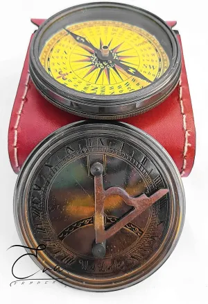 Antique Vintage Brass Compass Antique Nautical Vintage Directional Magnetic Sundial Clock Pocket Marine Compass. 3 Inch Compass Nautical Navigational Best for Gifts by IRA Muhammad