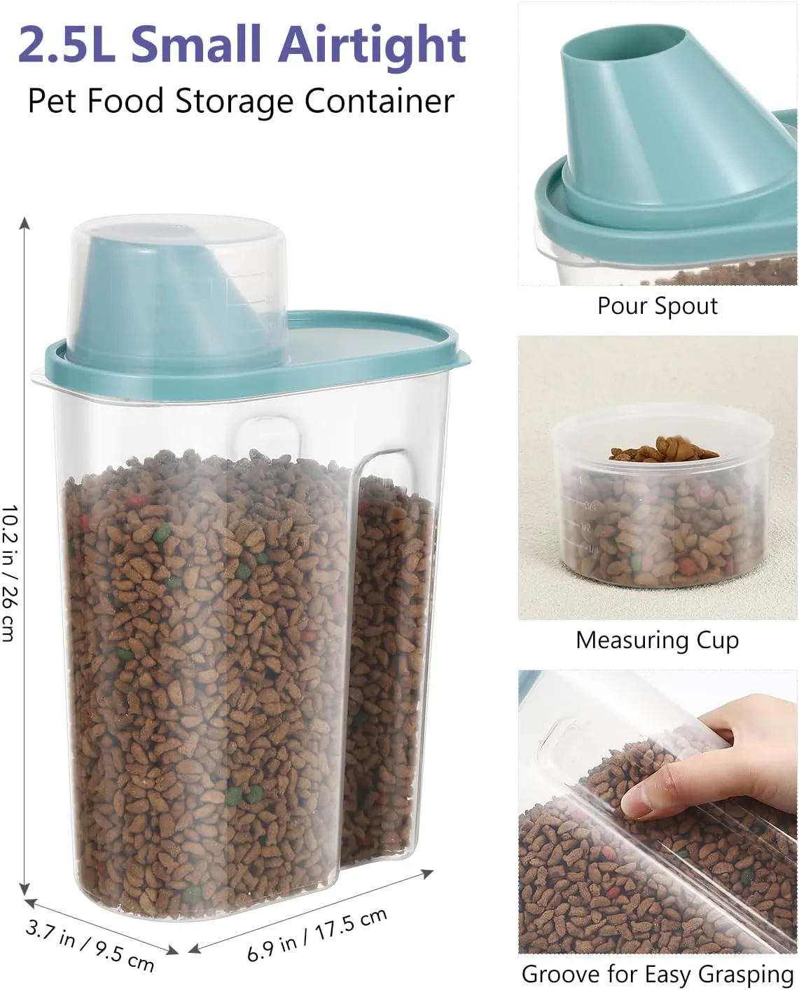 ANVS Airtight Collapsible Pet Food Container With Casters, Scoop and Small Container - Keeps Up To 20lbs Dry Dog Food Fresh (Dark Green)