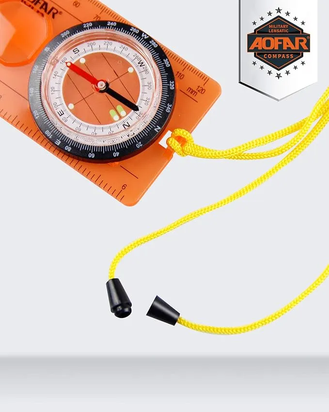 AOFAR Orienteering Compass AF-5C for Hiking, Boy Scout Compass for Kids - Professional Field Compass for Map Reading,Navigation and Survival Lightweight - Mini Camping Compass