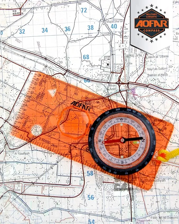 AOFAR Orienteering Compass AF-5C for Hiking, Boy Scout Compass for Kids - Professional Field Compass for Map Reading,Navigation and Survival Lightweight - Mini Camping Compass