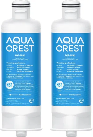 AQUA CREST DA97-17376B Replacement for Samsung DA97-08006C, HAF-QIN/EXP, RS27T5200SR, RF28T5001SR, RF24R7201SR, RF28R6201SR, AQF-FF45, Refrigerator Water Filter (Pack of 2)