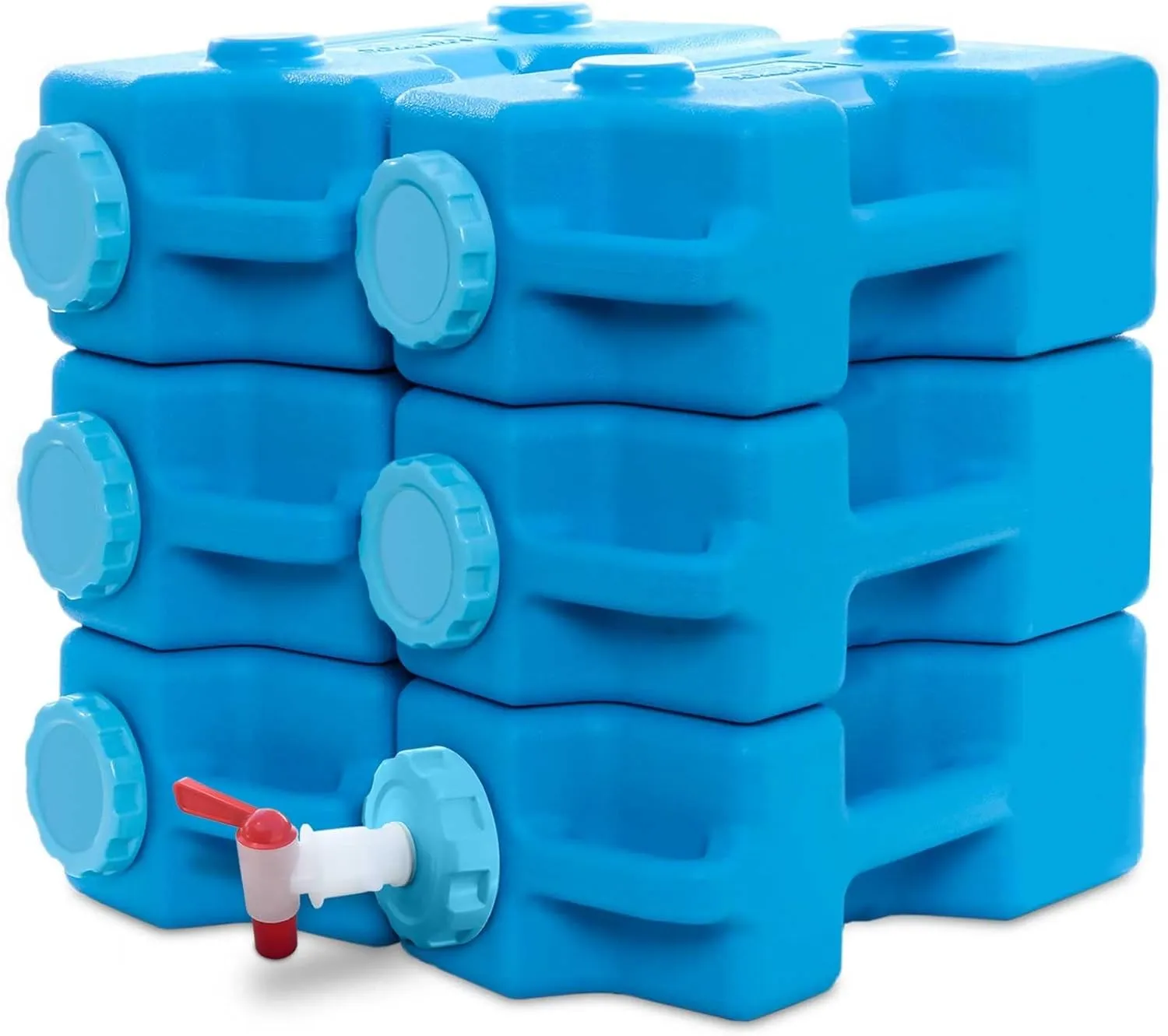AquaBrick 3 Gallon Long Term Water Storage Container, Stackable, BPA Free, Blue (6)