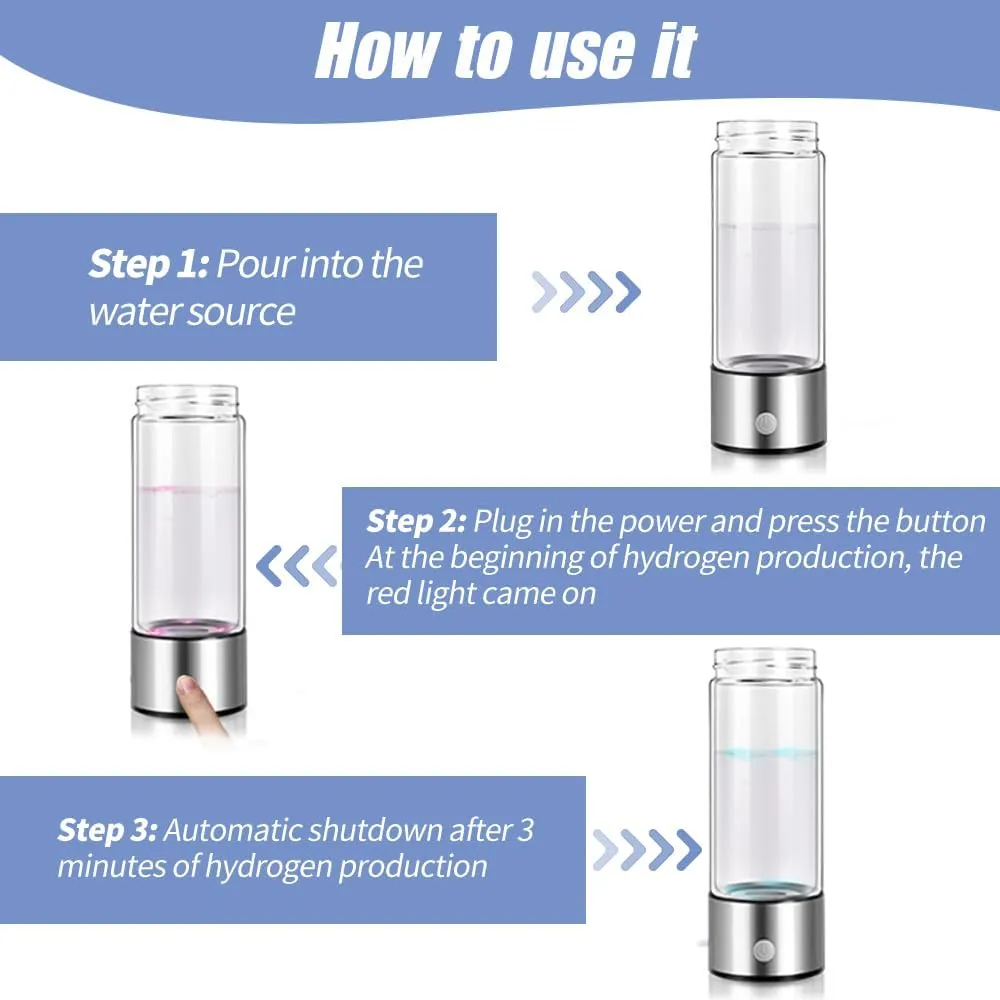 AquaHealth Premier Hydrogen Water Container Silver Bottle AMB