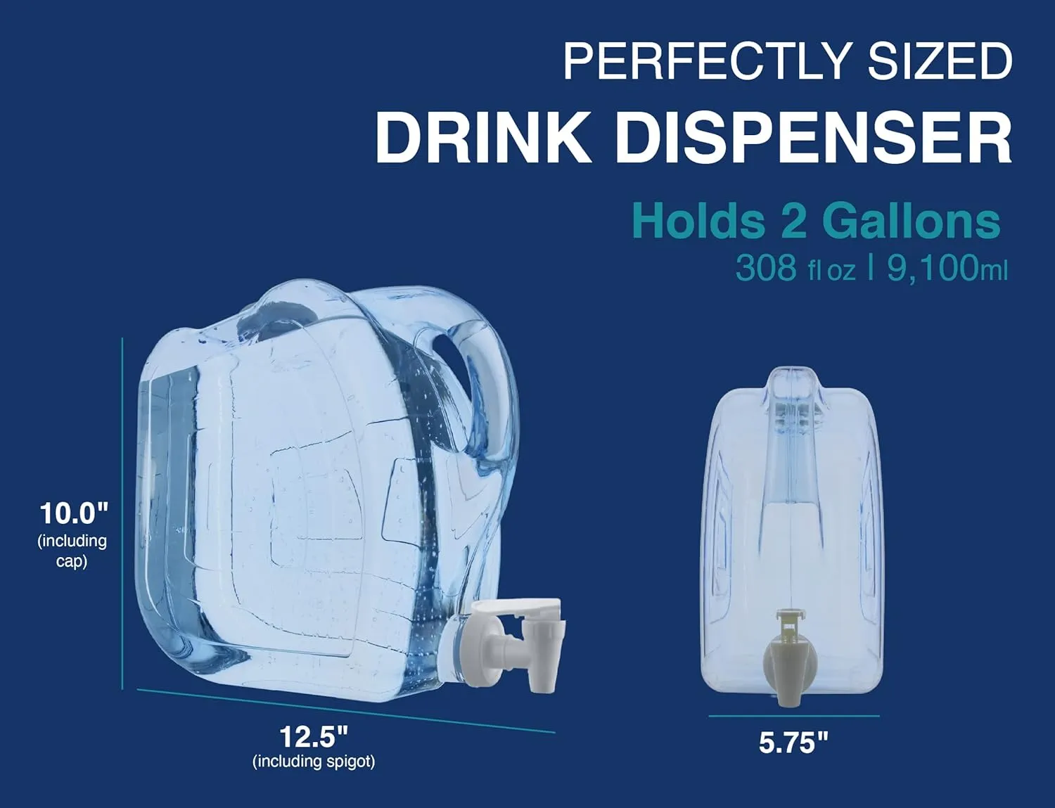 Arrow Home Products Ultra Drink Dispenser for Fridge, 2 Gallon - Plastic Beverage Dispenser with Spigot for Easy Dispensing - BPA Free Clear Plastic - Convenient Handle, Easy-Pour Spout