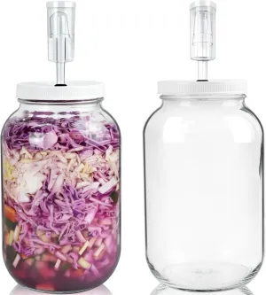 Artcome 2 Pack 1 Gallon Fermentation Jars with Airlocks & Lids - Transform Gallon Jar Into a Fermenter - Perfect for Pickles, Hard Kombucha, Beer, Wine, Cider - Gallon Lid with Econolock Airlock