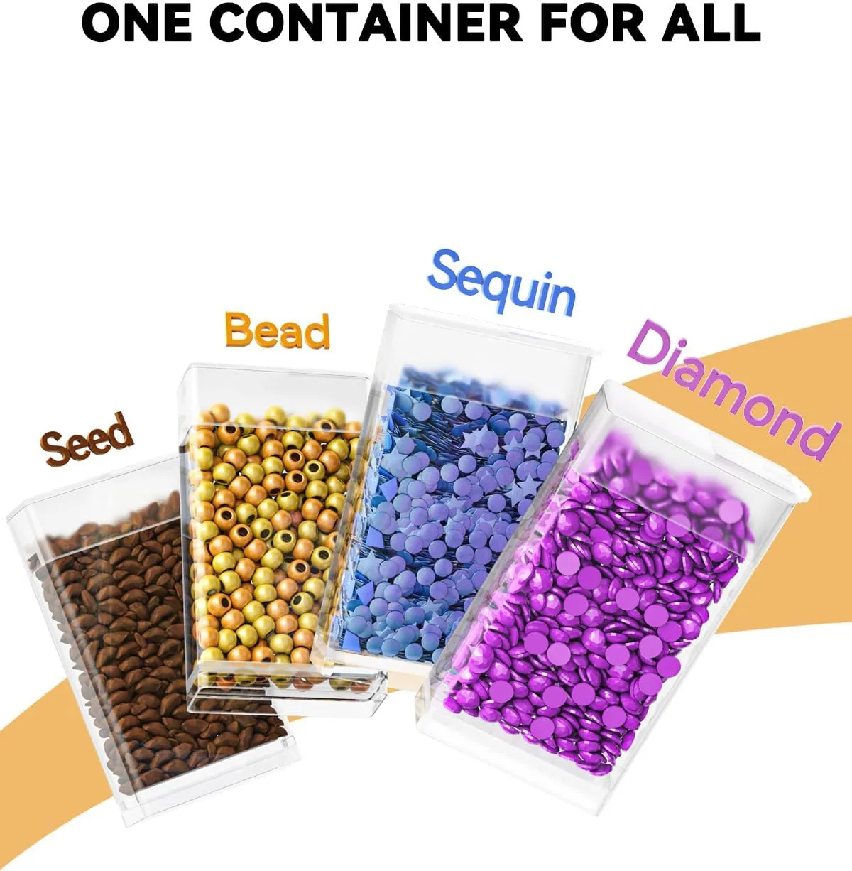 ARTDOT Diamond Painting Storage, 4 Pack Stackable Bead Organizer 140 Slots Individual Containers with Diamond Art Accessories and Tools for Beads Nail Pill Rhinestones Seed
