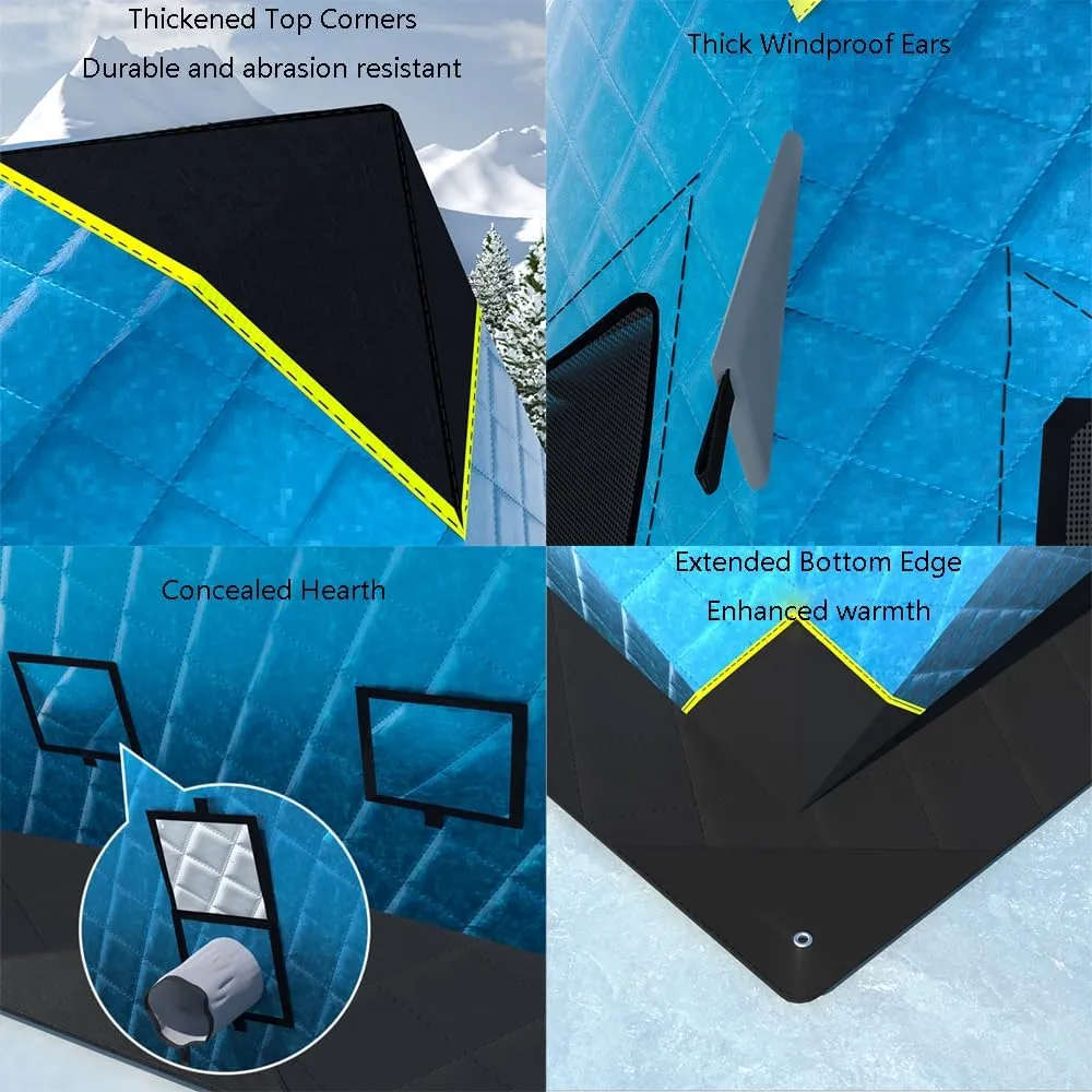 ASSYA Outdoor Fishing Warm Tent Camping Gear Insulated Ice Fishing Tent Heat Reflective Fabric Five-Layer Insulation with Ice Fishing Mat