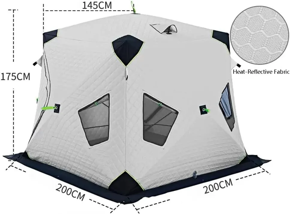 ASSYA Outdoor Fishing Warm Tent Camping Gear Insulated Ice Fishing Tent Heat Reflective Fabric Five-Layer Insulation with Ice Fishing Mat