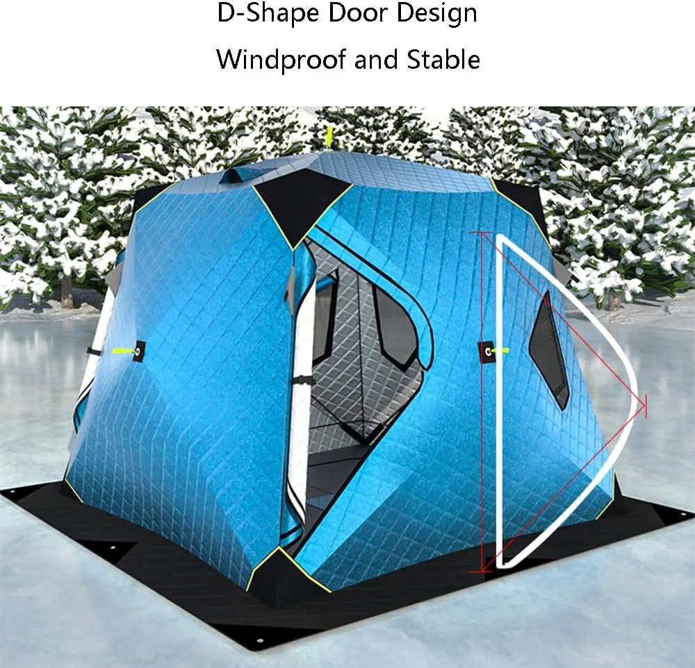 ASSYA Outdoor Fishing Warm Tent Camping Gear Insulated Ice Fishing Tent Heat Reflective Fabric Five-Layer Insulation with Ice Fishing Mat