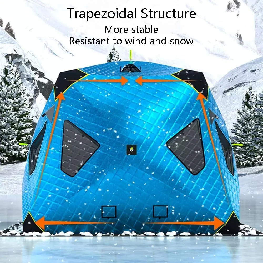 ASSYA Outdoor Fishing Warm Tent Camping Gear Insulated Ice Fishing Tent Heat Reflective Fabric Five-Layer Insulation with Ice Fishing Mat