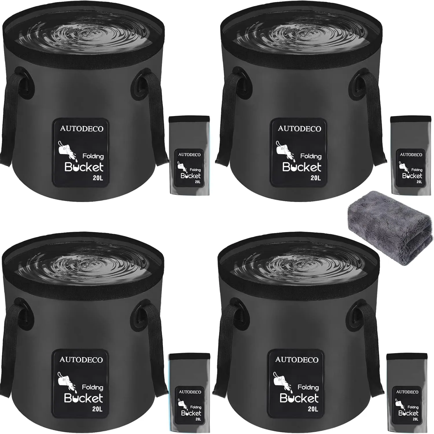 AUTODECO Collapsible Bucket 5 Gallon Container Folding Water Bucket Portable Wash Basin
