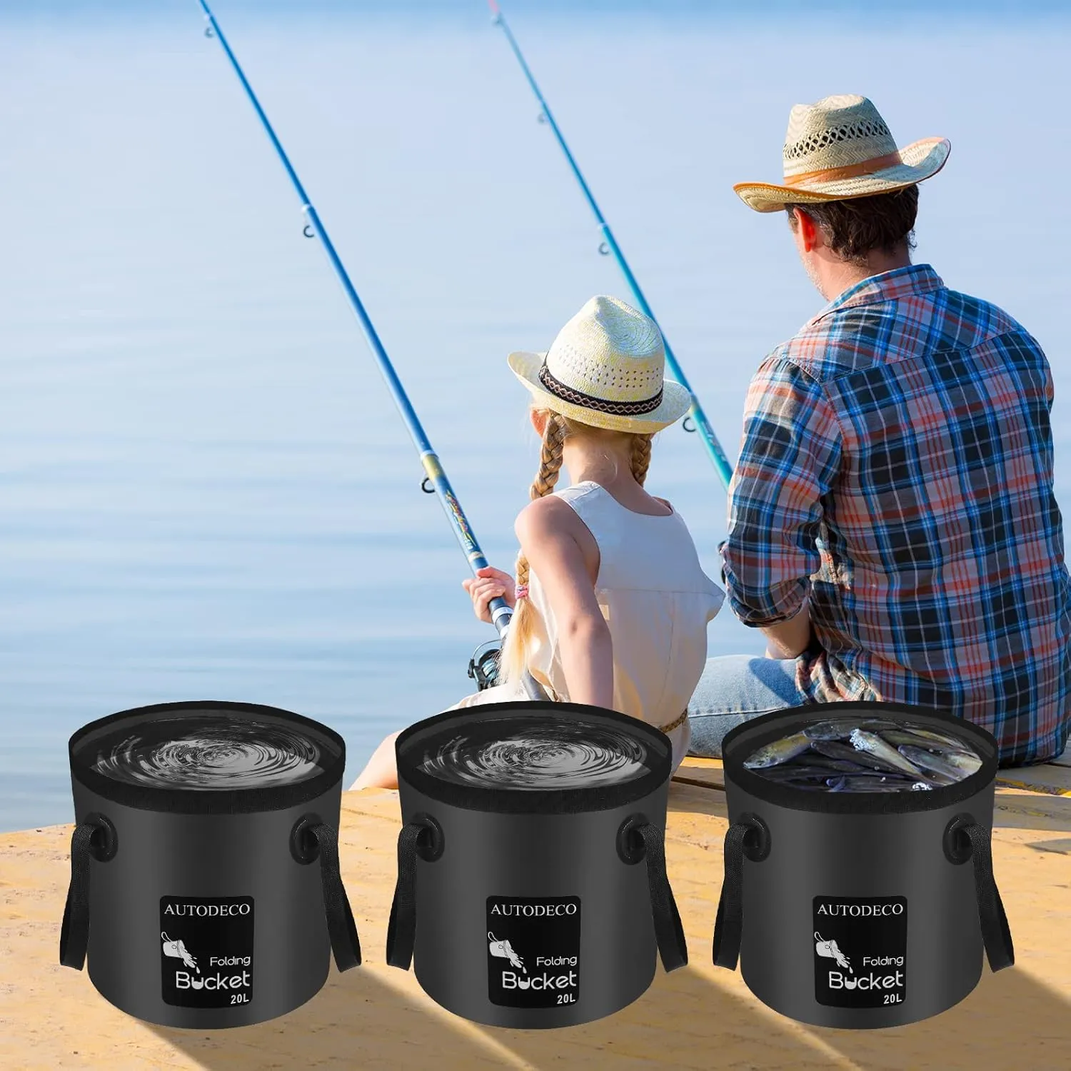 AUTODECO Collapsible Bucket 5 Gallon Container Folding Water Bucket Portable Wash Basin