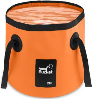 B013 Collapsible Bucket with Handle - Foldable Water Bucket for Easy Storage | Durable & Portable Folding Bucket for Camping, Hiking (Orange)