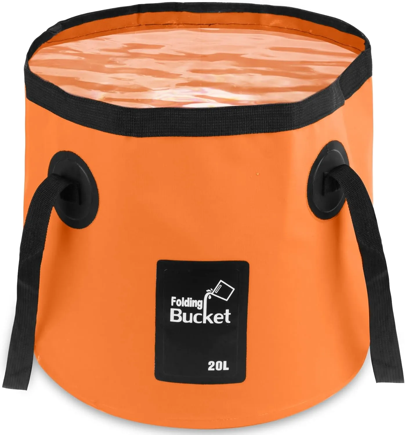 B013 Collapsible Bucket with Handle - Foldable Water Bucket for Easy Storage | Durable & Portable Folding Bucket for Camping, Hiking (Orange)
