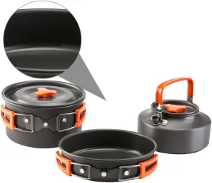 Balacoo 2-3 Person Aluminum Alloy Camping Pot Set Cooking Utensils Outdoor Cookware for Hiking Backpacking and Family Outdoor Activities