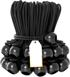 Ball Bungee Cord 50pcs Ball Bungee Cords Tarp Ties Heavy Duty Canopy Tie Downs UV Resistant for Camping, Tent, Cargo(Light Yellow)