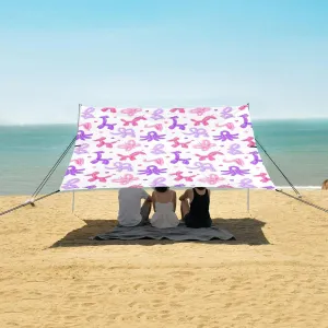 Balloon Animals Beach Canopy Tent Anti-UV & Wind Resistant, Camping Sun Shelter Easy Setup Portable,Outdoor Shade Tents with Sandbags,Sand Shovels,Ground Pegs & Stability Poles