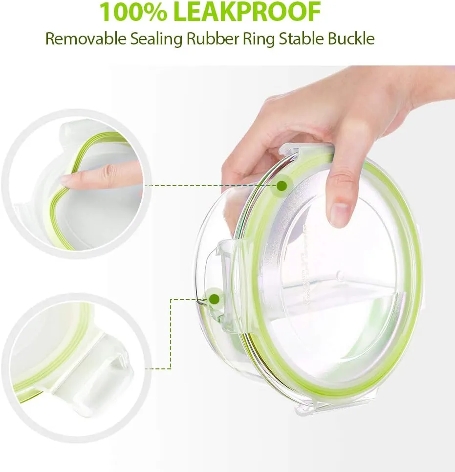 Bayco Glass Food Storage Containers with Lids, [24 Piece] Glass Meal Prep Containers, Airtight Glass Bento Boxes, BPA Free & Leak Proof (12 lids & 12 Containers) - Green