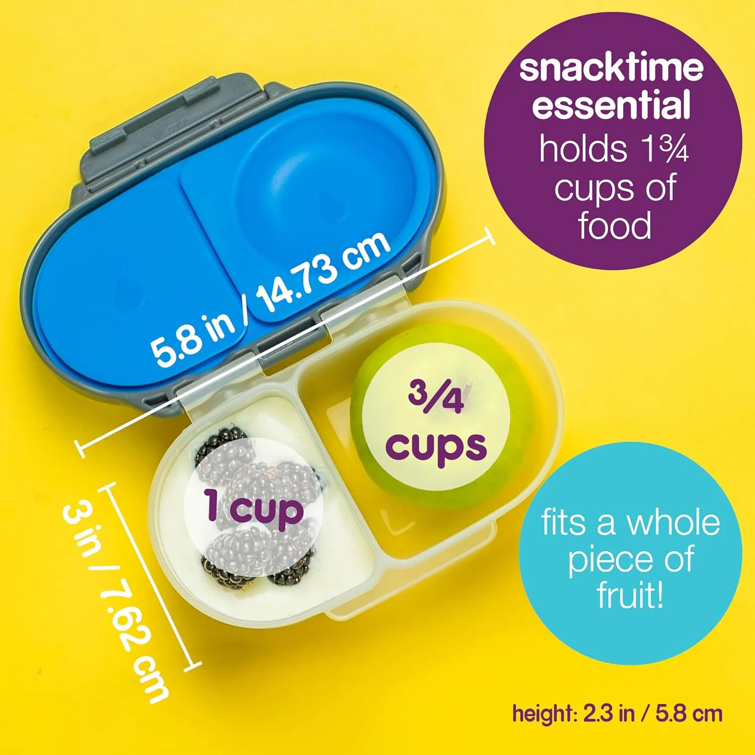 b.box Snack Box (2-pack) for Kids & Toddlers: 2 Compartment Snack Containers, Mini Bento Lunch Box. Leak Proof, BPA free, Dishwasher safe. Ages 4 months  (s'shake   Lilac pop, 12oz capacity)