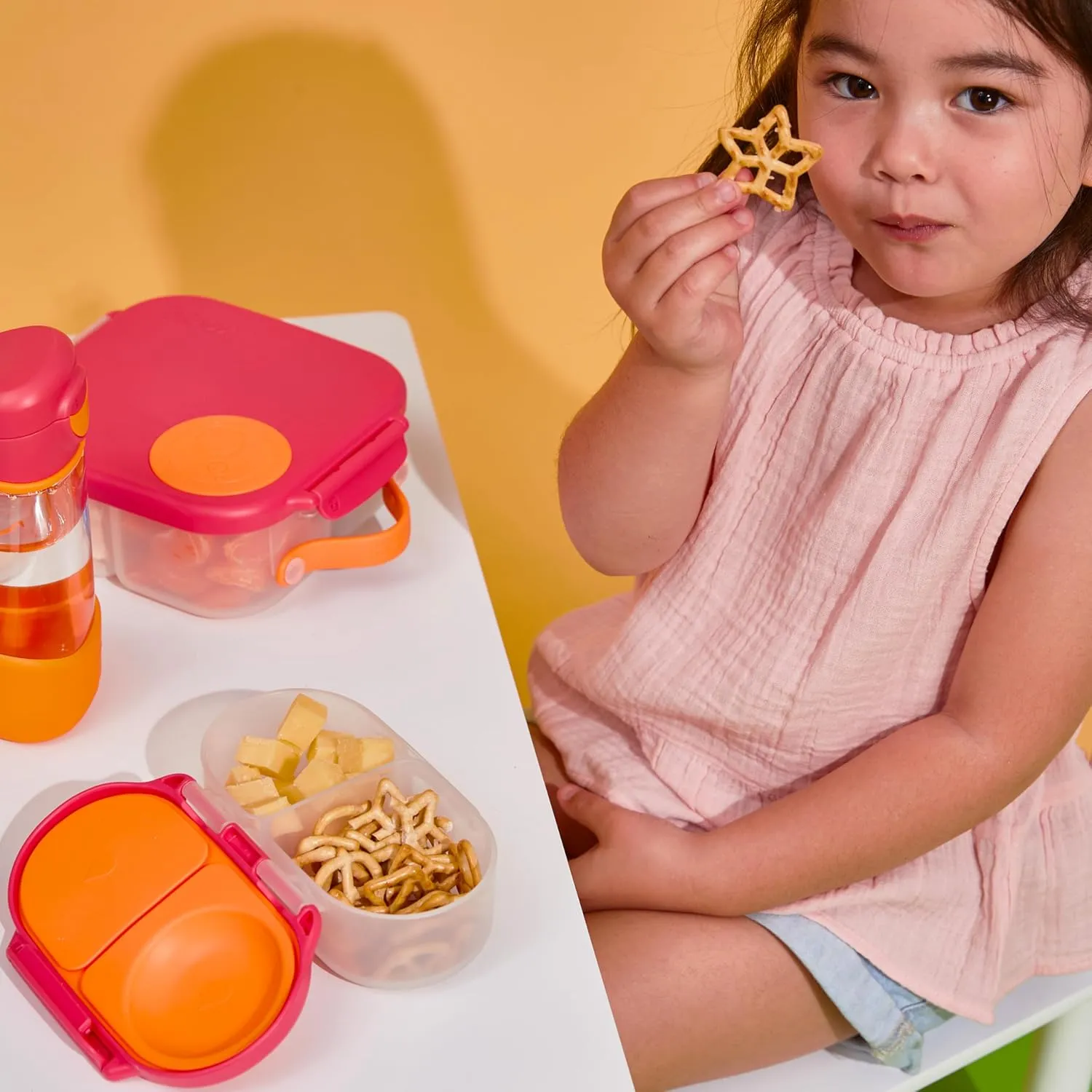 b.box Snack Box (2-pack) for Kids & Toddlers: 2 Compartment Snack Containers, Mini Bento Lunch Box. Leak Proof, BPA free, Dishwasher safe. Ages 4 months  (s'shake   Lilac pop, 12oz capacity)