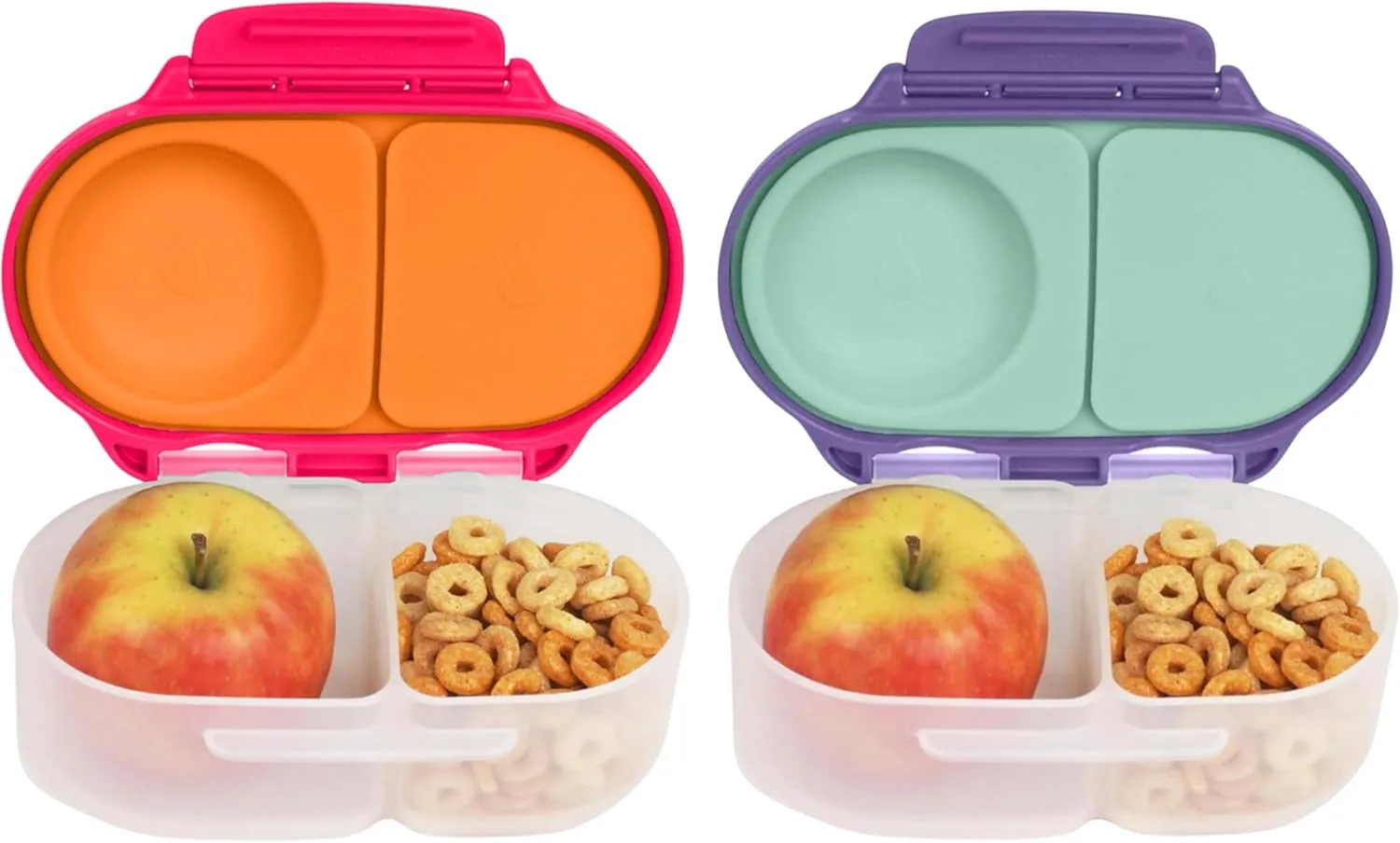 b.box Snack Box (2-pack) for Kids & Toddlers: 2 Compartment Snack Containers, Mini Bento Lunch Box. Leak Proof, BPA free, Dishwasher safe. Ages 4 months  (s'shake   Lilac pop, 12oz capacity)