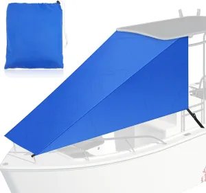 BBTO 8' X 9.5' T-Top Bow Shade for Boat Cover UV Protection 600d Oxford Cloth Canopy Waterproof Navy Blue Boat Tent Sun Shade Extension for Hot Cloudless Day