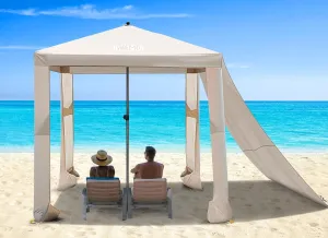 Beach Cabana, 6.2' x 6' Portable Canopy with Side Wall, 4 Adjustable Height, UPF 50  UV Protection, Easy to Set Up Cool Cabana Tent, Waterproof Beach Shelter for Outdoor Patio
