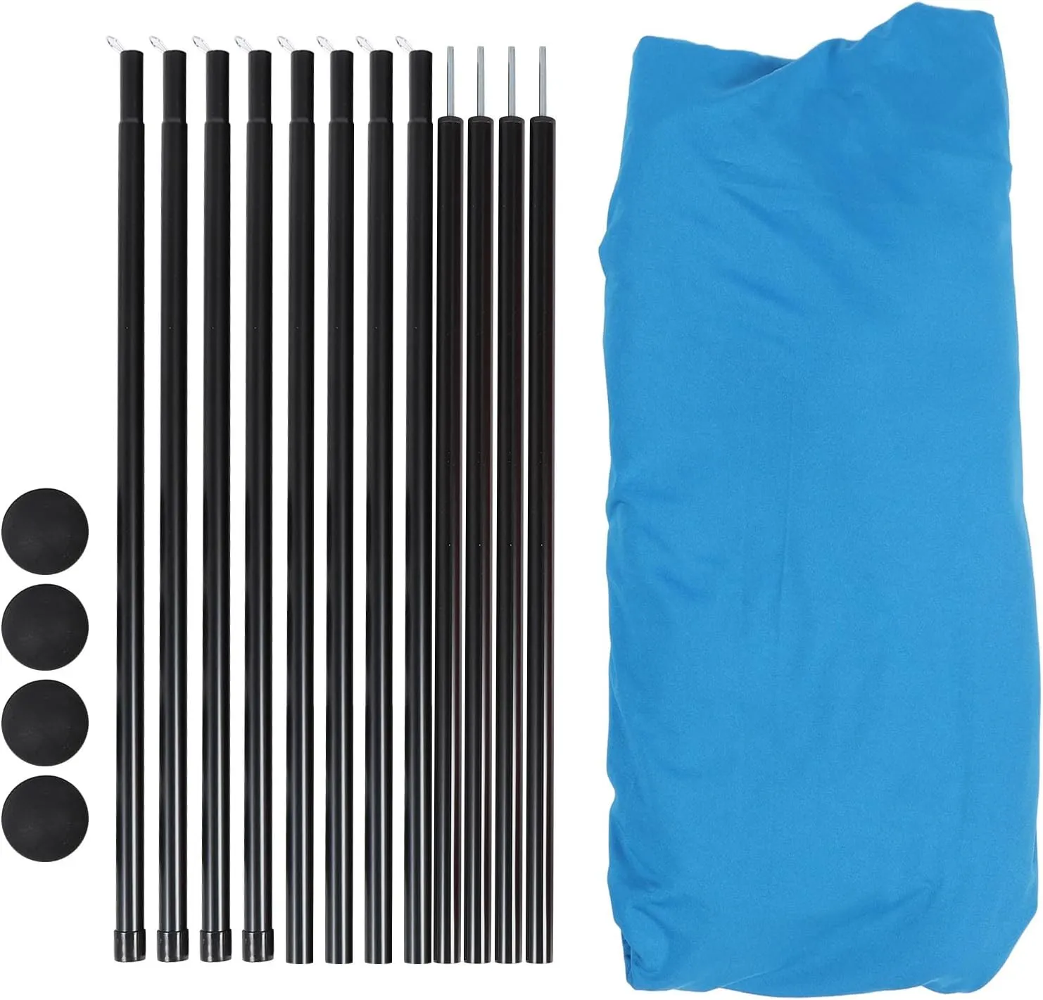 Beach Canopy, 4 Poles Pop Up Quick Setup UPF50  Polyester Iron Beach Tent Sun Shelter Spacious for Camping (Blue)