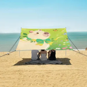 Beach Shade Tent with UPF50  UV Protection,Capybara and Butterflies Lightweight Camping Sun Shelter for Outdoor,Camping Trips, Fishing, Backyard,Picnics,Easy Set Up and Carry 9x10.5 FT