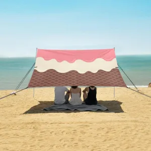 Beach Shade Tent with UPF50  UV Protection,Flowing Strawberry Chocolate Cream Lightweight Camping Sun Shelter for Outdoor,Camping Trips, Fishing, Backyard,Picnics,Easy Set Up and Carry 9x10.5 FT