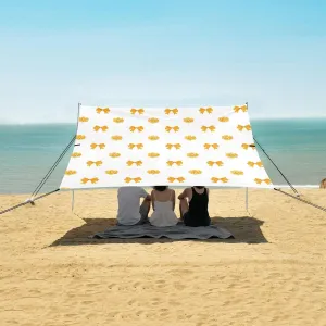 Beach Shade Tent with UPF50  UV Protection,Golden Bows and Round Rosettes Lightweight Camping Sun Shelter for Outdoor,Camping Trips, Fishing, Backyard,Picnics,Easy Set Up and Carry 9x10.5 FT