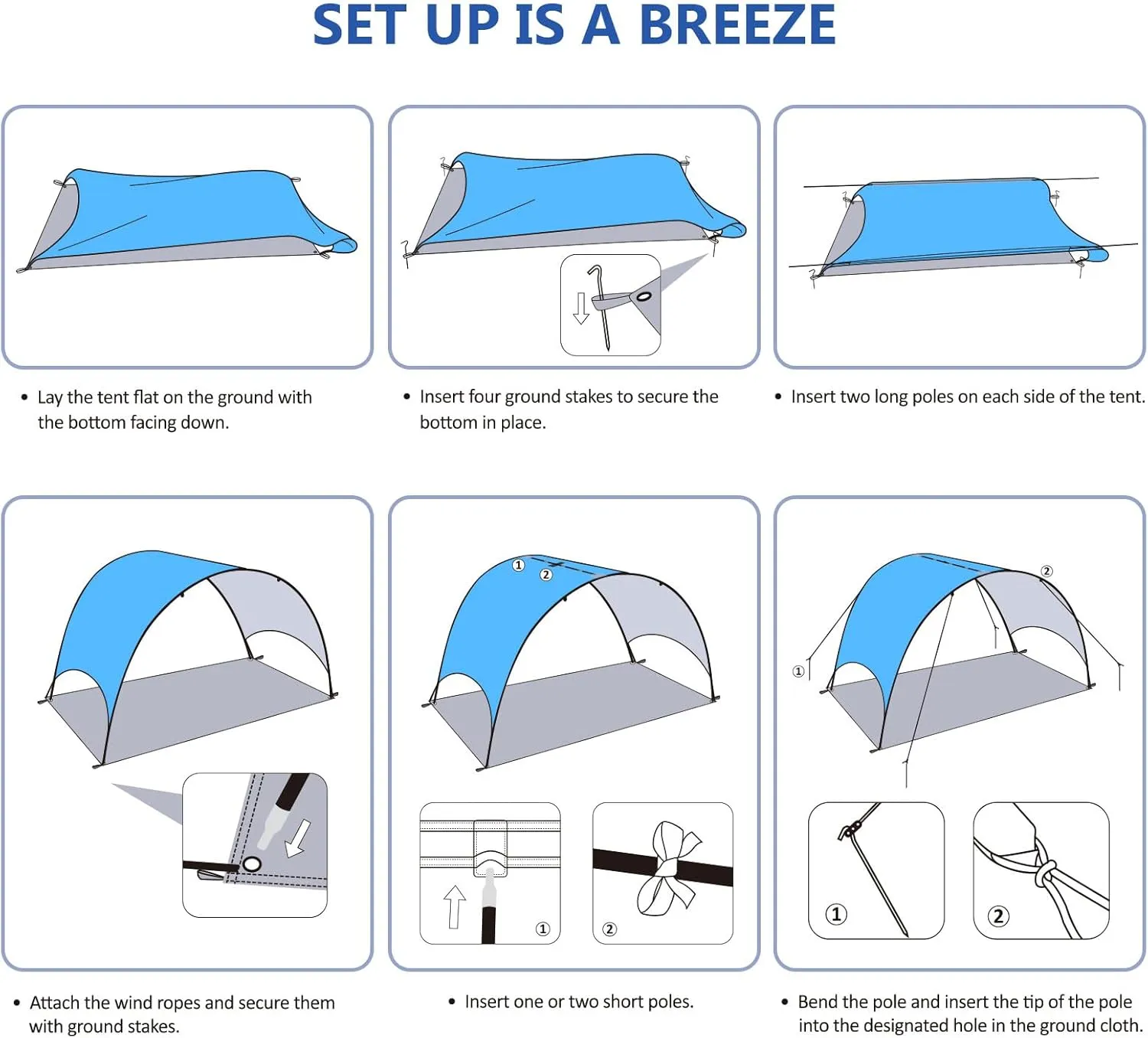 Beach Tent - Beach Shade Canopy Compact Fold (16.9x3.9″), Own Patent, 360° Ventilation, Large Side Storage Pocket, UV Protection Portable Sun Shelter for Beach (Blue, 90.5 * 59 * 53″)