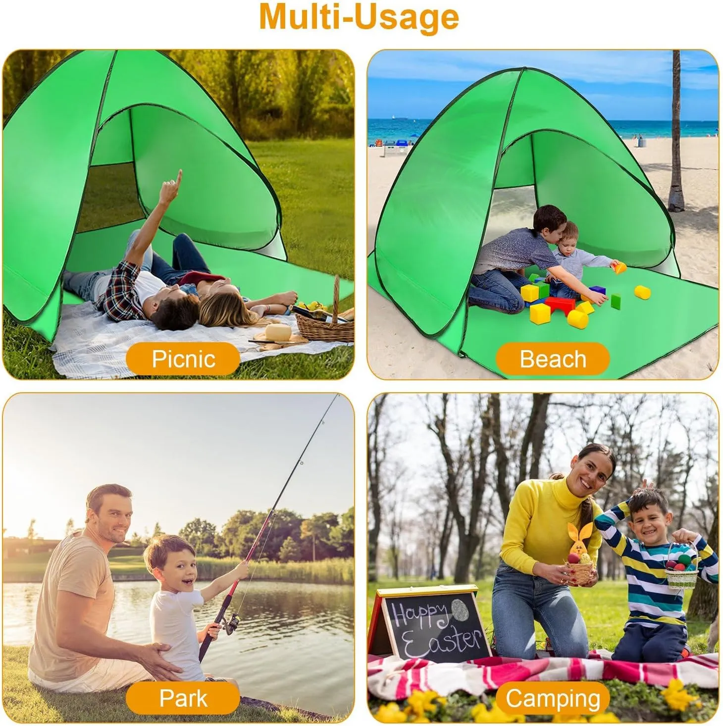 Beach Tent Pop Up Beach Tent Sun Shade Shelter Anti-UV Automatic Waterproof Tent Canopy for 2-3 Person w/Net Window Storage Bag for Outdoor Beach Camping Fishing Park