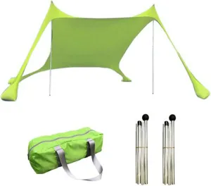 Beach Tent Sun Shelter, Blocks 98% of UV Rays, Water-Resistant, Easy Installation, Include Support Rod, Storage Bag for Camping, Fishing, Backyard Fun or Picnics