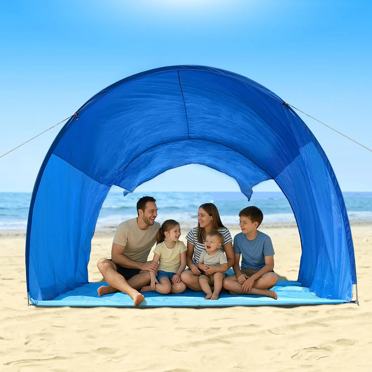 Beach Tent Sun Shelter with UPF50  Protection, One-Person Setup, Wind-Supported & Sandbag Stable, 7.5ft Tall, Portable Beach Shade Canopy for 3-6 People