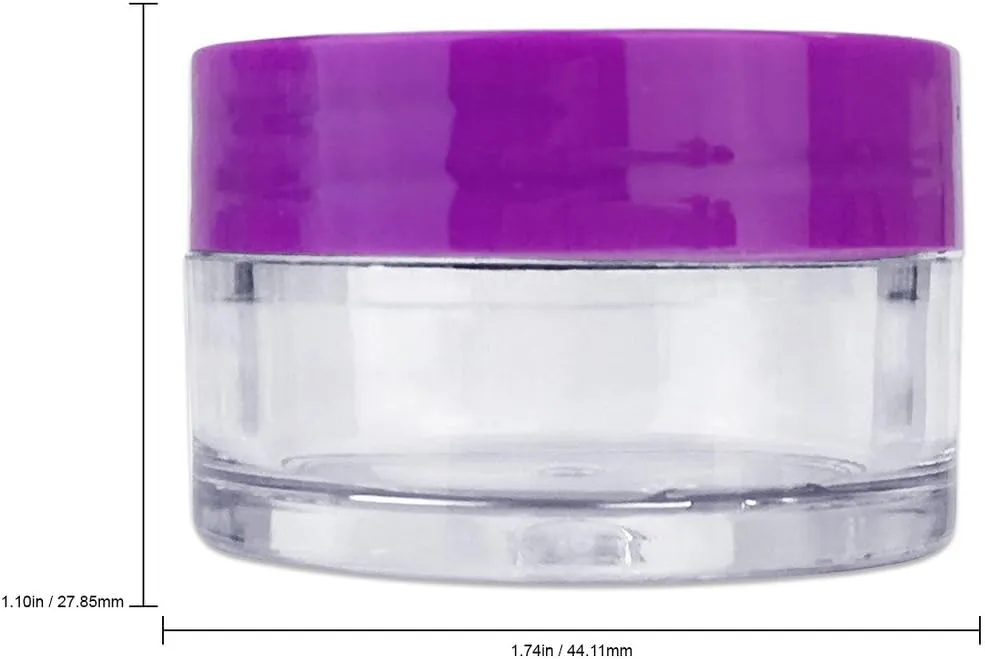 Beauticom 20G/20ML Clear Round Sample Container Jars with Purple Lids for Lotion, Creams, Toners, Lip Balms, Cosmetic, Makeup - BPA Free (48 Pieces)
