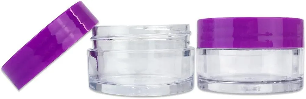 Beauticom 20G/20ML Clear Round Sample Container Jars with Purple Lids for Lotion, Creams, Toners, Lip Balms, Cosmetic, Makeup - BPA Free (48 Pieces)