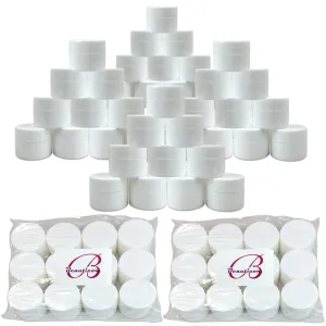Beauticom® 48 Pieces 7G/7ML (0.25oz) WHITE Sturdy Thick Double Wall Plastic Container Jar with Foam Lined Lid for Acrylic Powder, Rhinestones, Charms and Other Nail Accessories - BPA Free