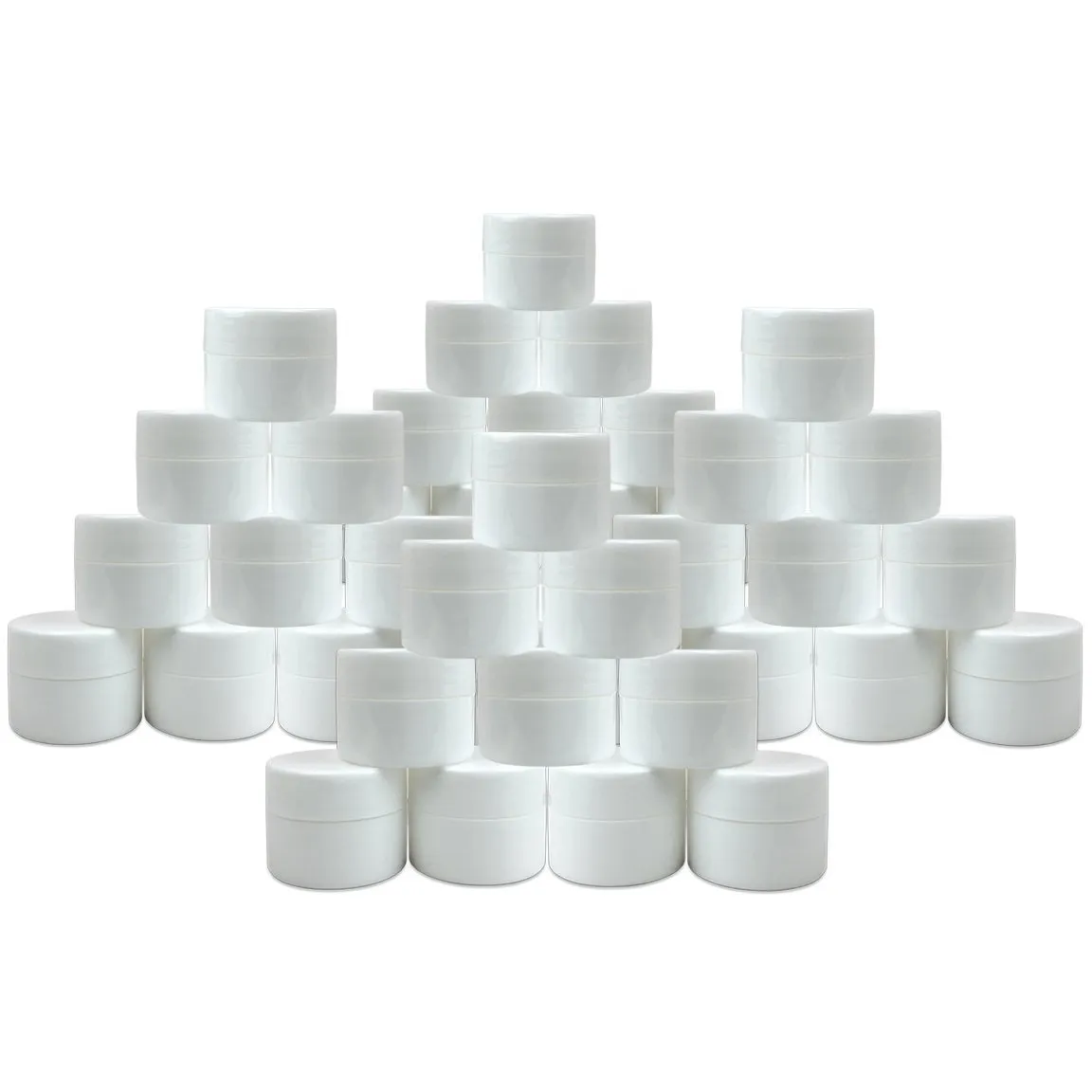 Beauticom 72 Pieces 7G/7ML (0.25oz) WHITE Sturdy Thick Double Wall Plastic Container Jar with Foam Lined Lid for Acrylic Powder, Rhinestones, Charms and Other Nail Accessories - BPA Free