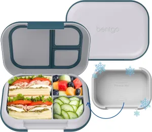Bentgo Chill Max Leak-Proof XL Lunch Box - Included Ice Pack Keeps Food Cold; 5-Cup Capacity for Adults & Ages 8 , 3 or 4 Compartment Bento Box, BPA-Free, Dishwasher Safe (Fog & Deep Teal)