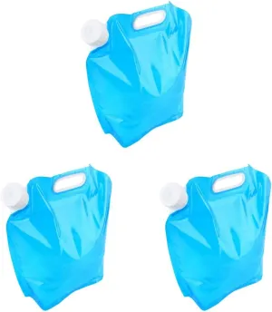 BESPORTBLE 3pcs Food-Grade Plastic 10l Camping Water Bag Collapsible Water Container for Outdoor Hiking BBQ