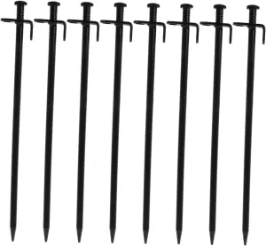 BESPORTBLE 8pcs Heavy Duty Carbon Steel Tent Stakes 30cm Long Robust Ground Pegs for Outdoor Camping Beach and Garden