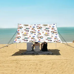 Birthday Cute Funny Dogs Beach Canopy Tent Anti-UV & Wind Resistant, Camping Sun Shelter Easy Setup Portable,Outdoor Shade Tents with Sandbags,Sand Shovels,Ground Pegs & Stability Poles