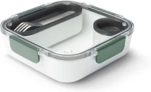 BLACK   BLUM Bento Box Style Compartment Food Container | Packed Lunch Box with Stainless-Steel Travel Fork, Plastic Free Leak-Proof, Microwave Safe | Olive, 34 oz / 1000 ml